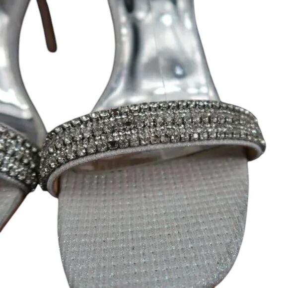 Badgley Mischka Shoes Womens 8.5 Sandal Pumps Ankle Strap Formal Rhinestone Grey - Picture 4 of 16